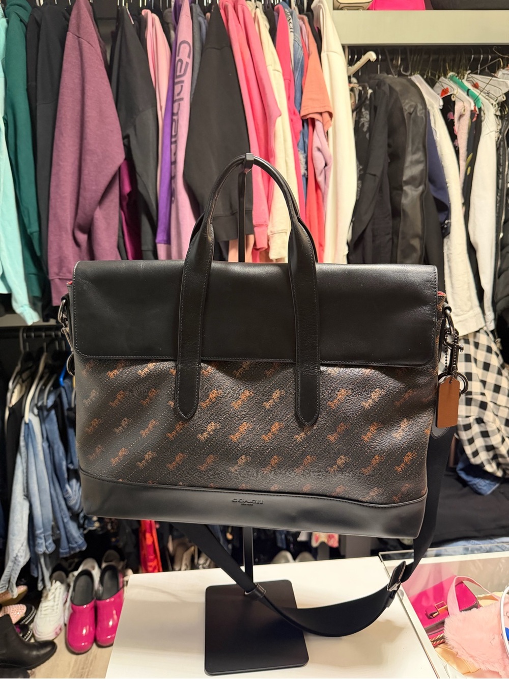 Coach Men’s Black and Brown Signature Briefcase